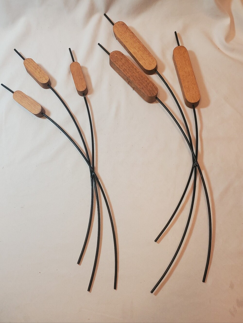 Home Interiors Homco Vtg Mid-Century Modern Wood & Black Metal Wall Accent Set